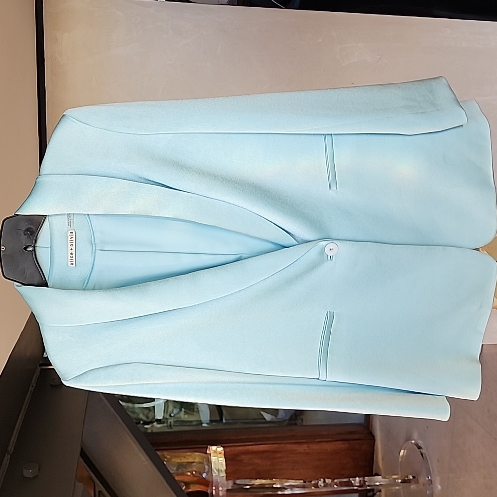 Alice + Olivia Seafoam Green Blazer with Shawl Lapels